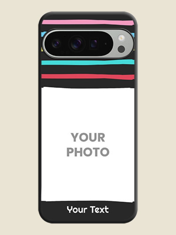 Custom Multicolor Lines with Image On Space Black Custom Soft Matte Mobile Back Cover - Pixel 9 Pro Xl - alternate view