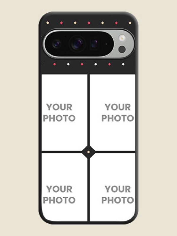 Custom Multicolor Dotted Pattern with 4 Image Holder On Space Black Custom Soft Matte Mobile Back Cover - Pixel 9 Pro Xl - alternate view