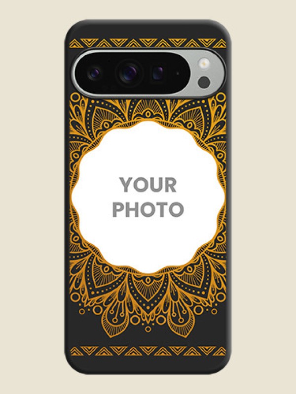 Custom Round Image with Floral Design On Space Black Custom Soft Matte Mobile Back Cover - Pixel 9 Pro Xl - alternate view