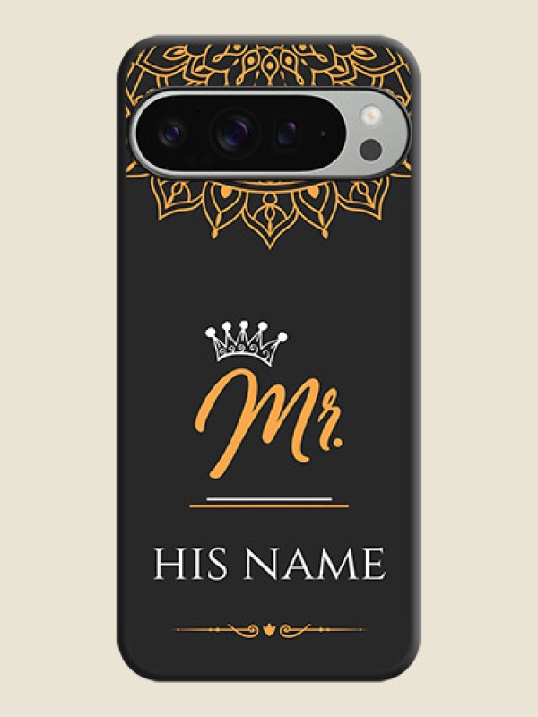 Custom Mr Name with Floral Design On Space Black Custom Soft Matte Mobile Back Cover - Pixel 9 Pro Xl - alternate view
