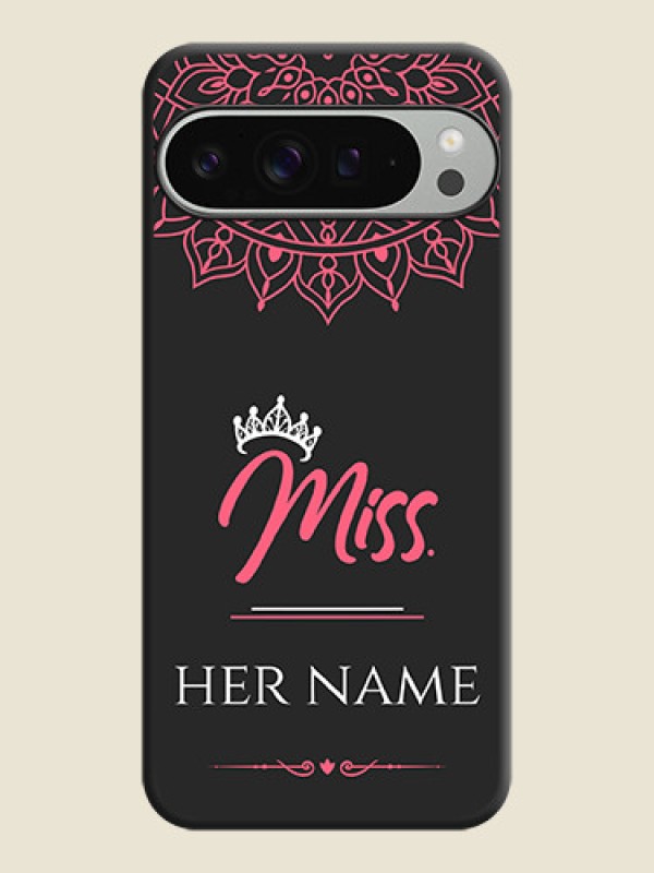 Custom Mrs Name with Floral Design On Space Black Custom Soft Matte Mobile Back Cover - Pixel 9 Pro Xl - alternate view
