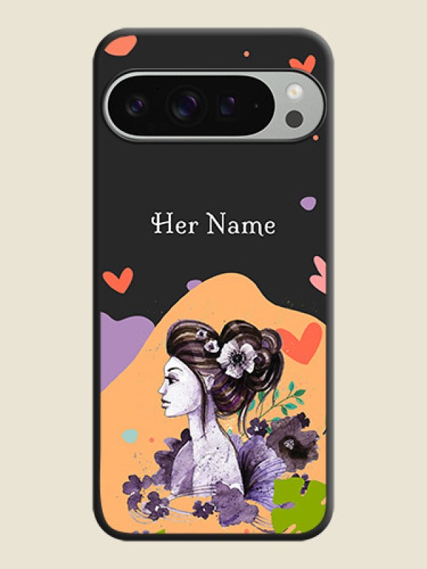 Custom Namecase For Her With Fancy Lady Image On Space Black Custom Soft Matte Mobile Back Cover - Pixel 9 Pro Xl - alternate view