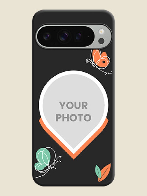 Custom Upload Pic With Simple Butterly Design On Space Black Custom Soft Matte Mobile Back Cover - Pixel 9 Pro Xl - alternate view