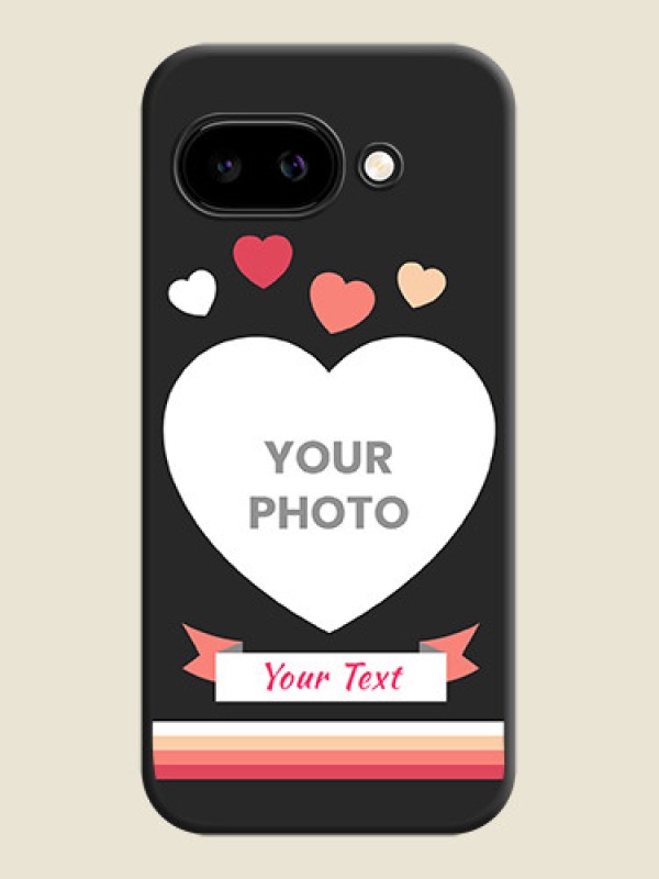 Custom Love Shaped Photo with Colorful Stripes On Space Black Custom Soft Matte Mobile Back Cover - Google Pixel 9A 5G - alternate view