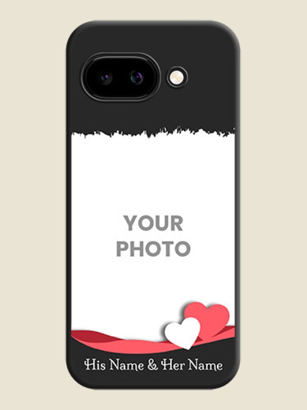 Custom Pin Color Love Shaped Ribbon Design with Text On Space Black Custom Soft Matte Mobile Back Cover - Google Pixel 9A 5G - alternate view