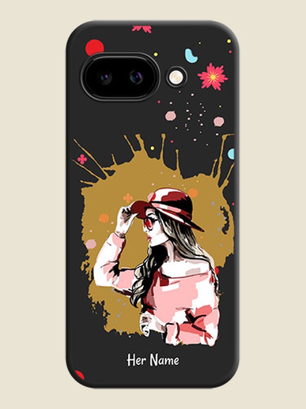 Custom Mordern Lady With Color Splash Background With Custom Text On Space Black Custom Soft Matte Mobile Back Cover - Google Pixel 9A 5G - alternate view