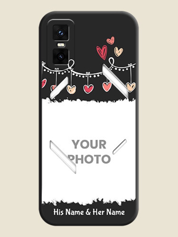 Custom Pink Love Hangings with Name On Space Black Custom Soft Matte Mobile Back Cover - Infinix GT 30 Pro 5G - alternate view