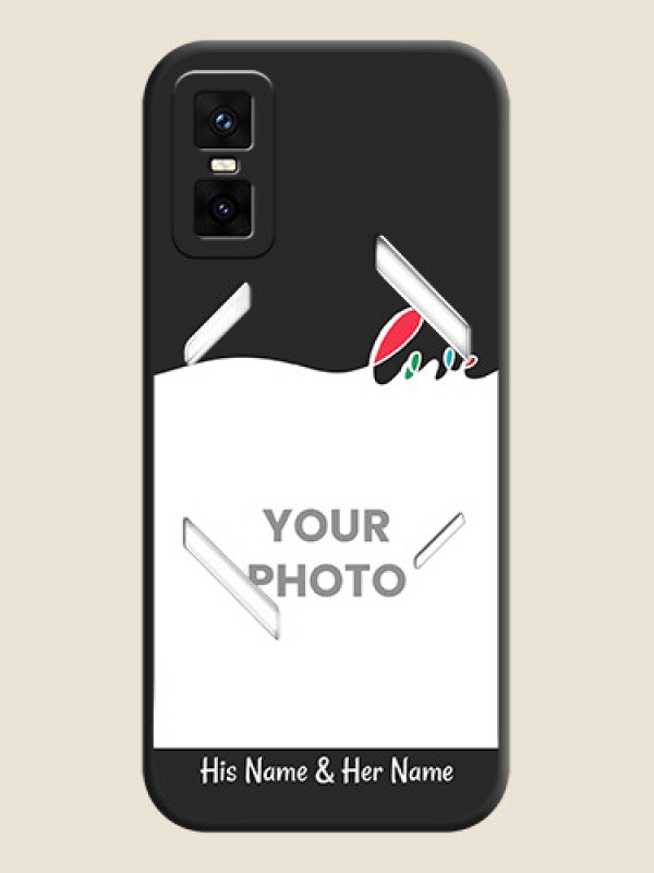 Custom Fall in Love Pattern with Picture on Photo On Space Black Custom Soft Matte Mobile Back Cover - Infinix GT 30 Pro 5G - alternate view