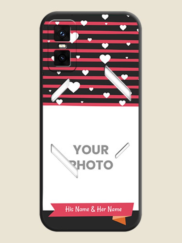 Custom White Color Love Symbols with Pink Lines Pattern On Space Black Custom Soft Matte Mobile Back Cover - Infinix GT 30 Pro 5G - alternate view