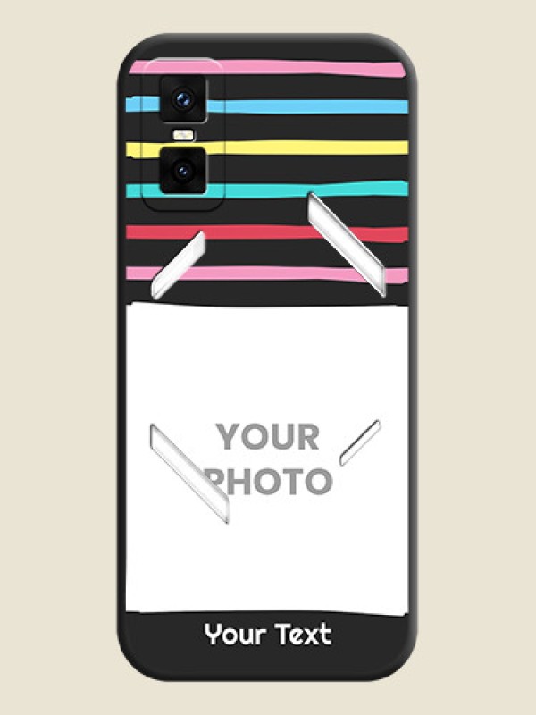 Custom Multicolor Lines with Image On Space Black Custom Soft Matte Mobile Back Cover - Infinix GT 30 Pro 5G - alternate view