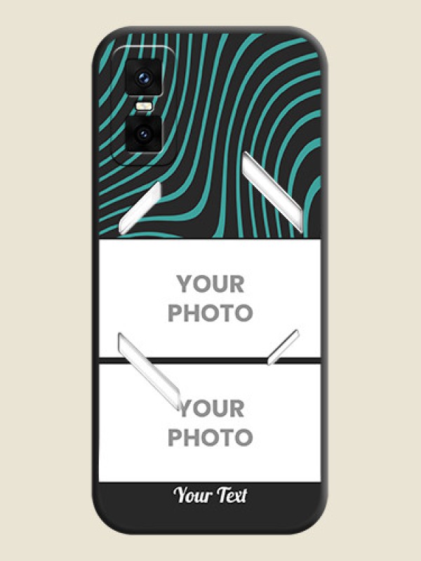 Custom Wave Pattern with 2 Image Holder On Space Black Custom Soft Matte Mobile Back Cover - Infinix GT 30 Pro 5G - alternate view