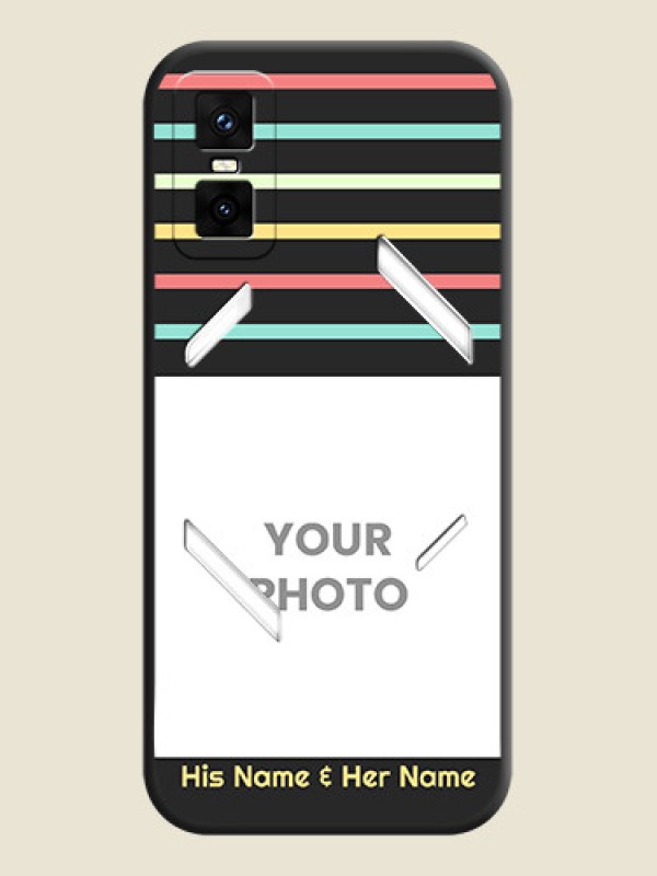 Custom Color Stripes with Photo and Text on Photo On Space Black Custom Soft Matte Mobile Back Cover - Infinix GT 30 Pro 5G - alternate view