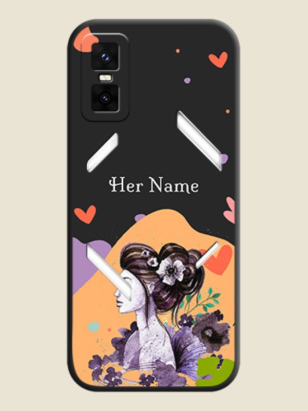 Custom Namecase For Her With Fancy Lady Image On Space Black Custom Soft Matte Mobile Back Cover - Infinix GT 30 Pro 5G - alternate view
