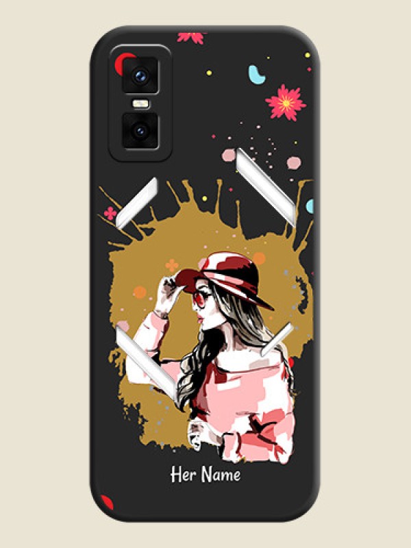 Custom Mordern Lady With Color Splash Background With Custom Text On Space Black Custom Soft Matte Mobile Back Cover - Infinix GT 30 Pro 5G - alternate view