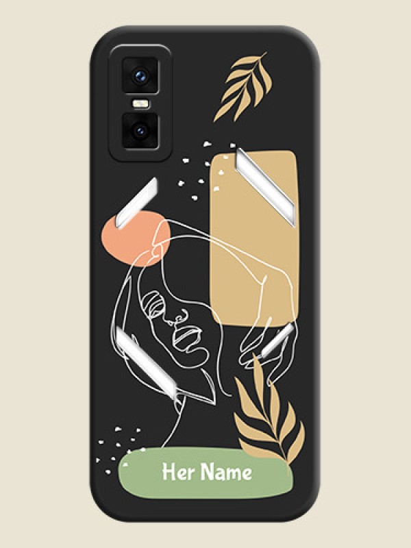 Custom Custom Text With Line Art Of Women & Leaves Design On Space Black Custom Soft Matte Mobile Back Cover - Infinix GT 30 Pro 5G - alternate view