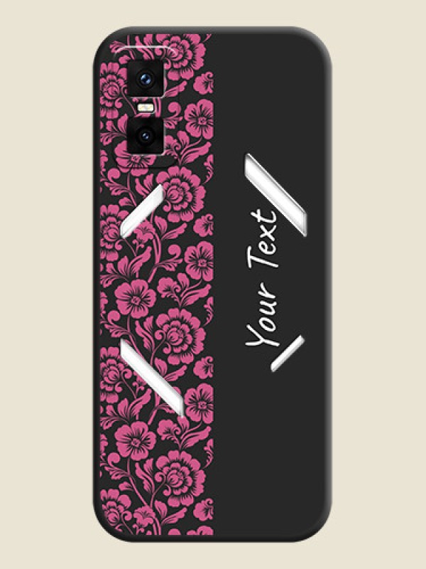 Custom Pink Floral Pattern Design With Custom Text On Space Black Custom Soft Matte Mobile Back Cover - Infinix GT 30 Pro 5G - alternate view