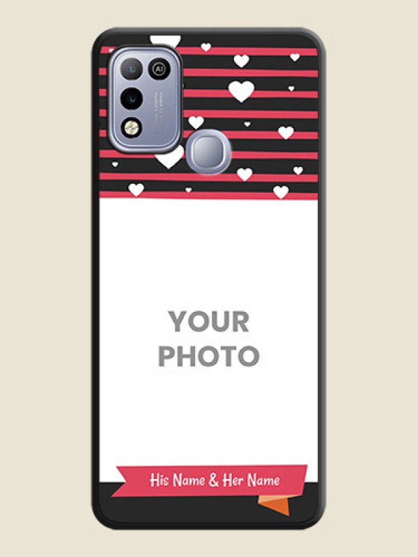 Custom White Color Love Symbols with Pink Lines Pattern on Space Black Custom Soft Matte Phone Cases - Infinix Hot 10 Play - alternate view