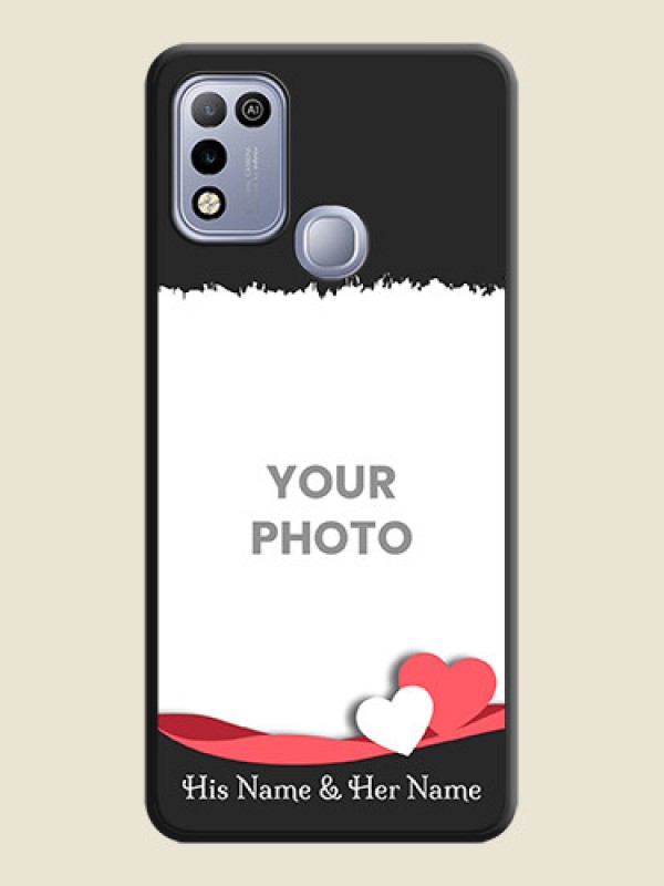 Custom Pin Color Love Shaped Ribbon Design with Text on Space Black Custom Soft Matte Phone Back Cover - Infinix Hot 10 Play - alternate view