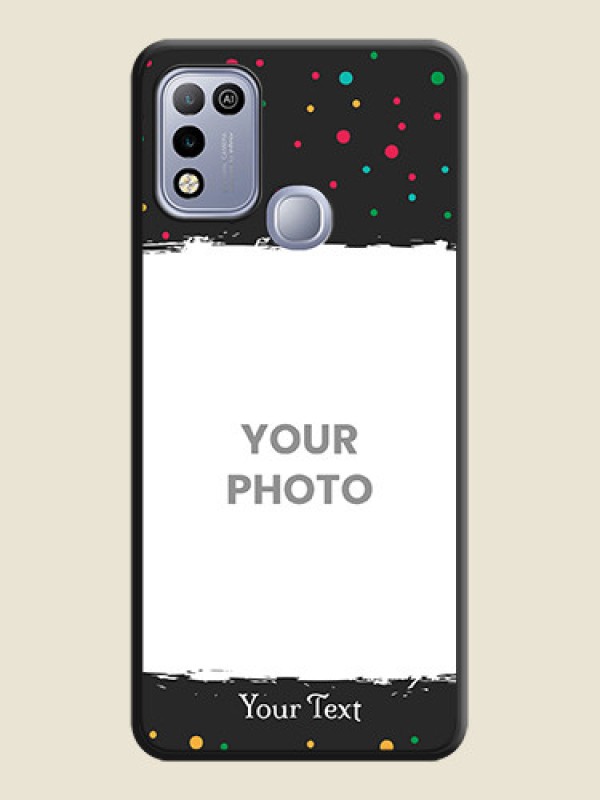 Custom Multicolor Dotted Pattern with Text on Space Black Custom Soft Matte Phone Back Cover - Infinix Hot 10 Play - alternate view