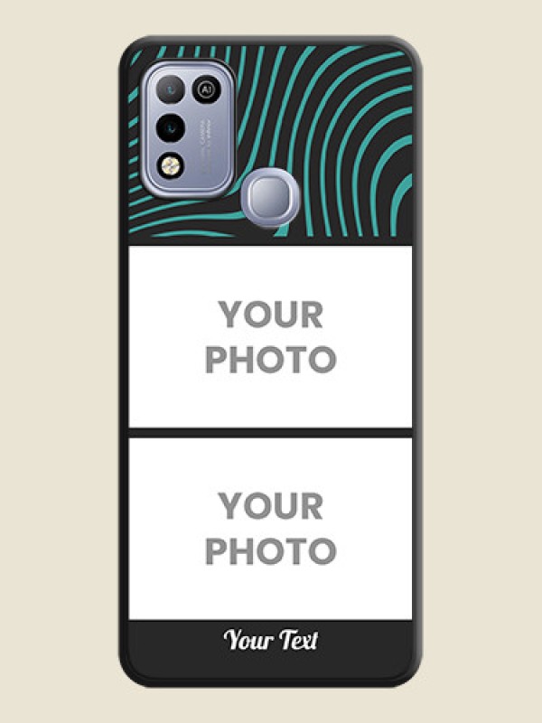 Custom Wave Pattern with 2 Image Holder on Space Black Personalized Soft Matte Phone Covers - Infinix Hot 10 Play - alternate view