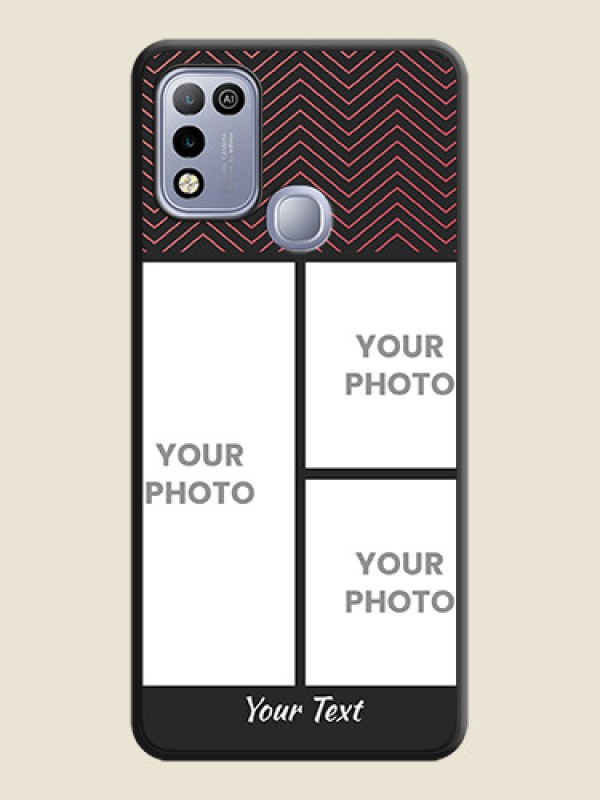 Custom Wave Pattern with 3 Image Holder on Space Black Custom Soft Matte Back Cover - Infinix Hot 10 Play - alternate view