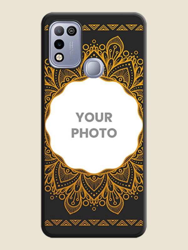 Custom Round Image with Floral Design on Photo on Space Black Soft Matte Mobile Cover - Infinix Hot 10 Play - alternate view