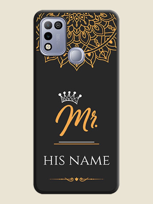 Custom Mr Name with Floral Design on Personalised Space Black Soft Matte Cases - Infinix Hot 10 Play - alternate view