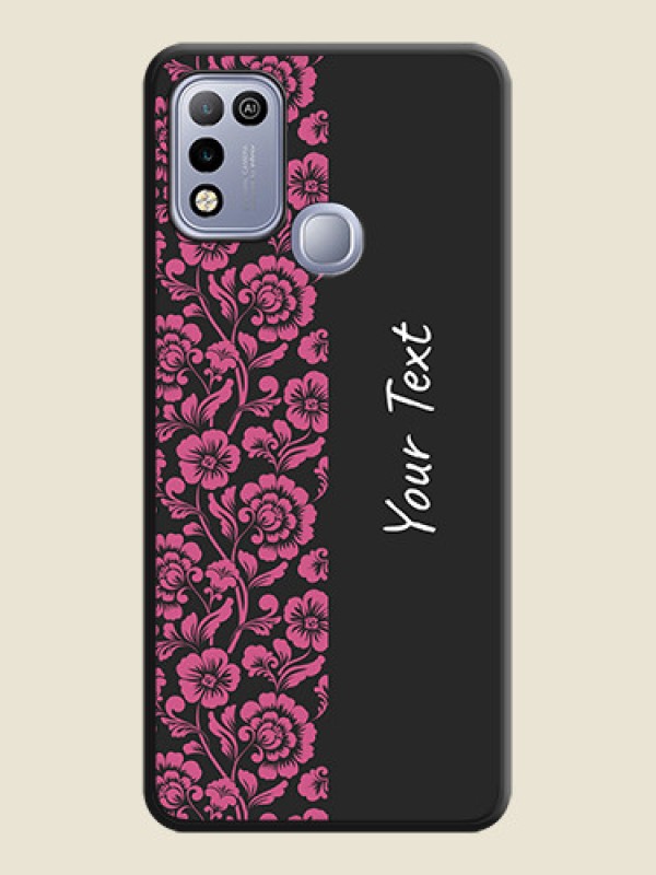 Custom Pink Floral Pattern Design With Custom Text On Space Black Personalized Soft Matte Phone Covers -Infinix Hot 10 Play - alternate view