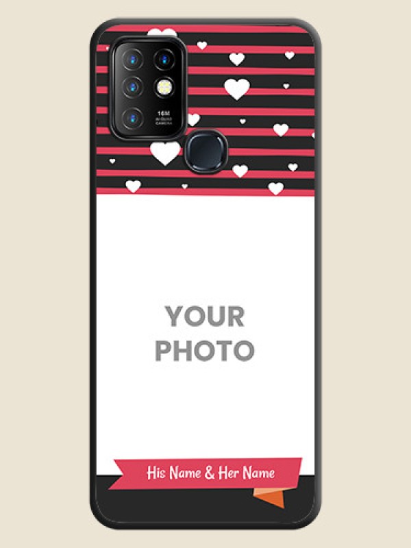 Custom White Color Love Symbols with Pink Lines Pattern on Space Black Custom Soft Matte Phone Cases - Infinix Hot 10 - alternate view