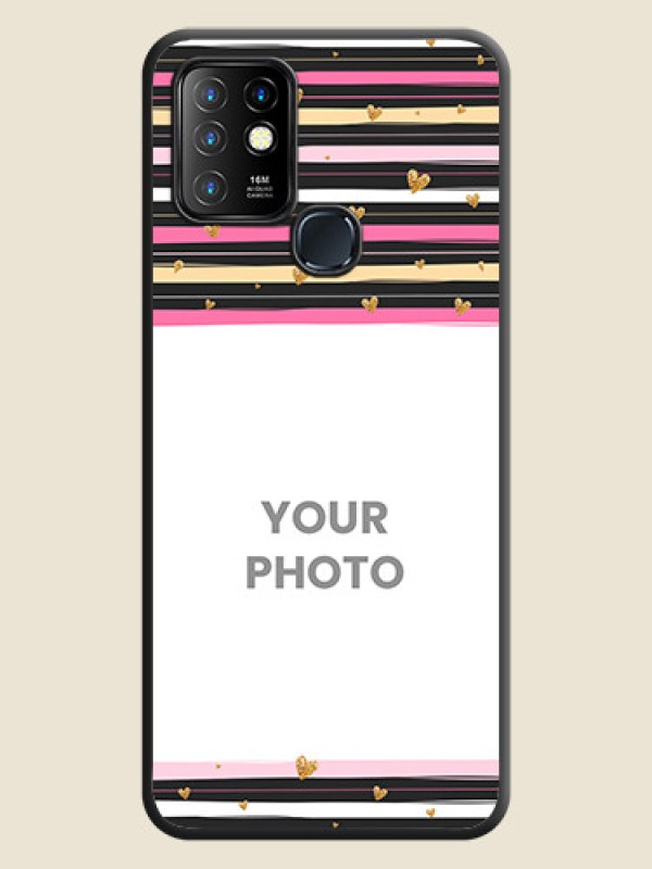 Custom Multicolor Lines and Golden Love Symbols Design on Photo on Space Black Soft Matte Mobile Cover - Infinix Hot 10 - alternate view