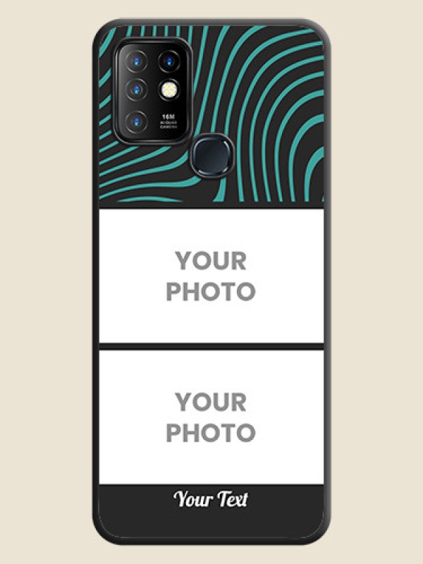 Custom Wave Pattern with 2 Image Holder on Space Black Personalized Soft Matte Phone Covers - Infinix Hot 10 - alternate view