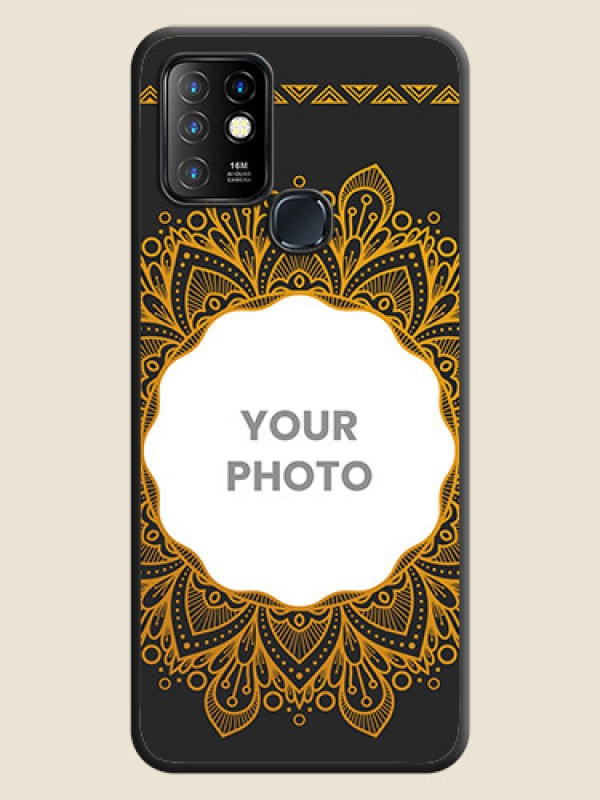 Custom Round Image with Floral Design on Photo on Space Black Soft Matte Mobile Cover - Infinix Hot 10 - alternate view