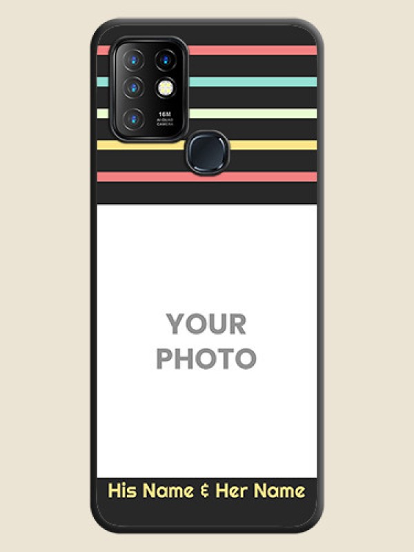 Custom Color Stripes with Photo and Text on Photo on Space Black Soft Matte Mobile Case - Infinix Hot 10 - alternate view