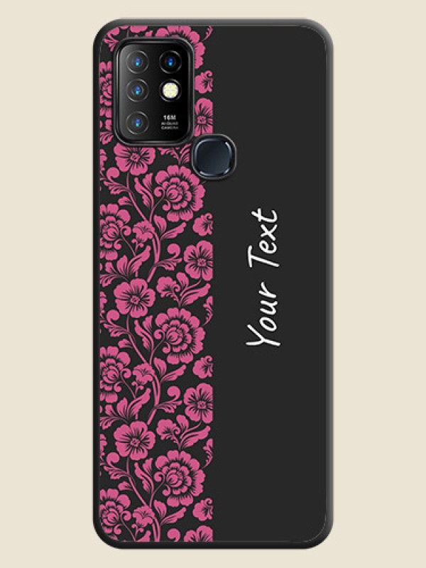 Custom Pink Floral Pattern Design With Custom Text On Space Black Personalized Soft Matte Phone Covers -Infinix Hot 10 - alternate view