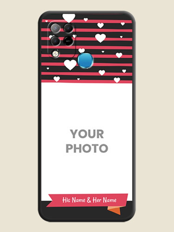 Custom White Color Love Symbols with Pink Lines Pattern on Space Black Custom Soft Matte Phone Cases - Infinix Hot 10s - alternate view