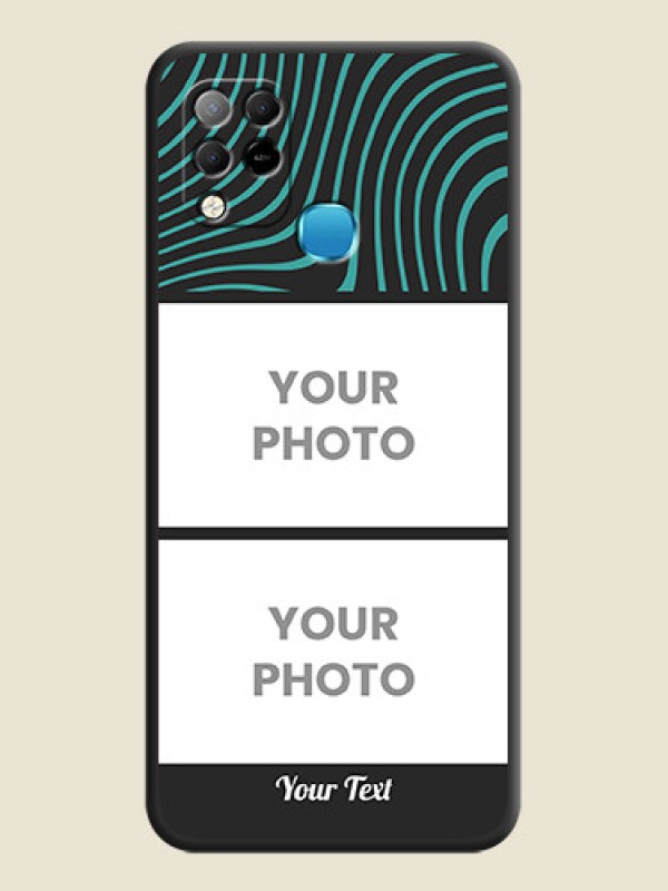 Custom Wave Pattern with 2 Image Holder on Space Black Personalized Soft Matte Phone Covers - Infinix Hot 10s - alternate view