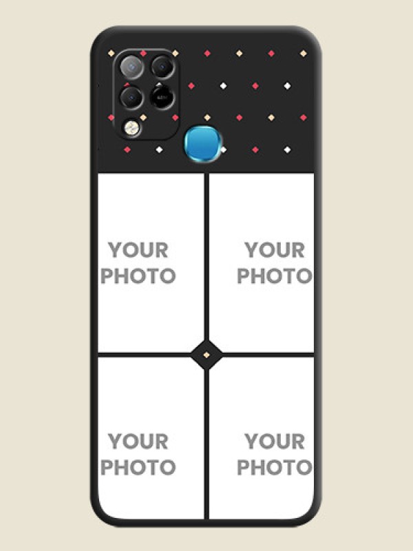 Custom Multicolor Dotted Pattern with 4 Image Holder on Space Black Custom Soft Matte Phone Cases - Infinix Hot 10s - alternate view