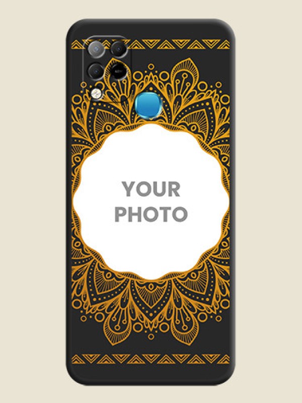 Custom Round Image with Floral Design on Photo on Space Black Soft Matte Mobile Cover - Infinix Hot 10s - alternate view