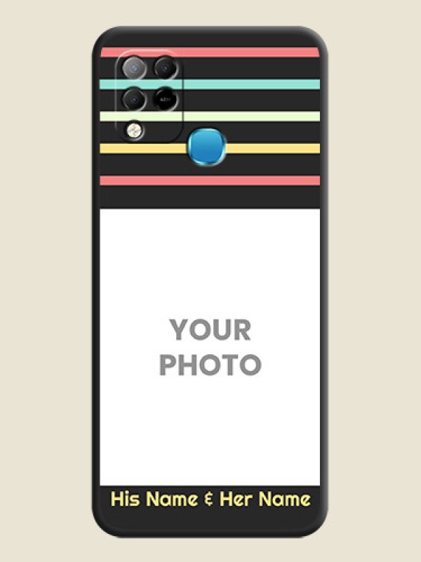 Custom Color Stripes with Photo and Text on Photo on Space Black Soft Matte Mobile Case - Infinix Hot 10s - alternate view