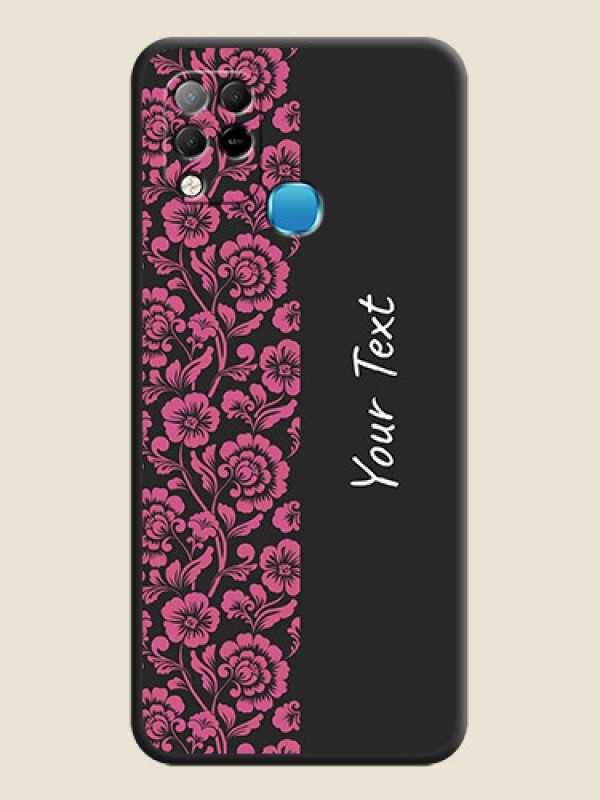 Custom Pink Floral Pattern Design With Custom Text On Space Black Personalized Soft Matte Phone Covers -Infinix Hot 10S - alternate view