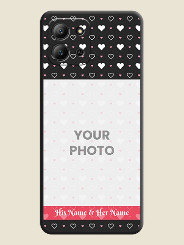 Custom White Color Love Symbols with Text Design on Photo On Space Black Custom Soft Matte Mobile Back Cover - Infinix Hot 11 2022 - alternate view