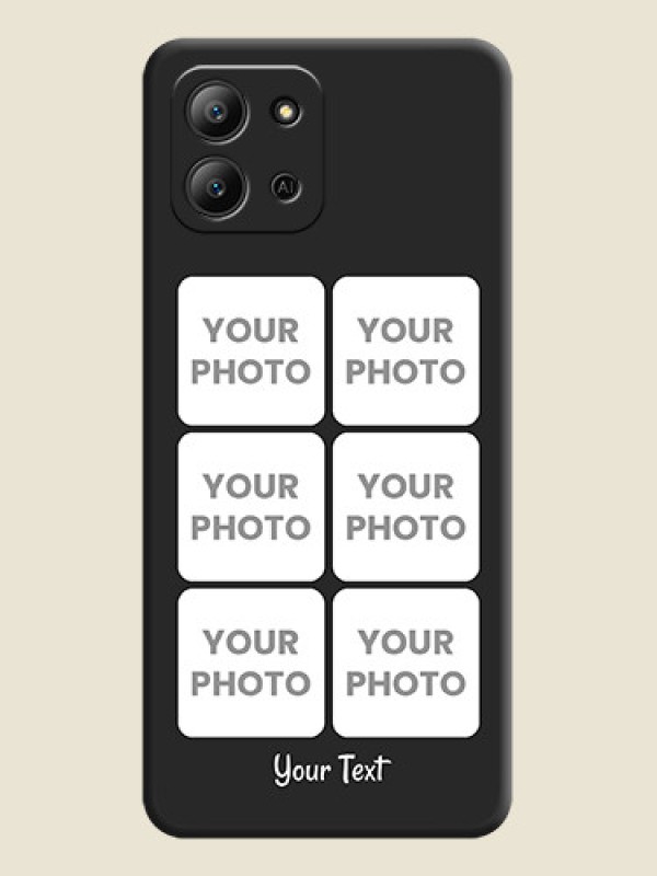 Custom Floral Art with 6 Image Holder on Photo On Space Black Custom Soft Matte Mobile Back Cover - Infinix Hot 11 2022 - alternate view