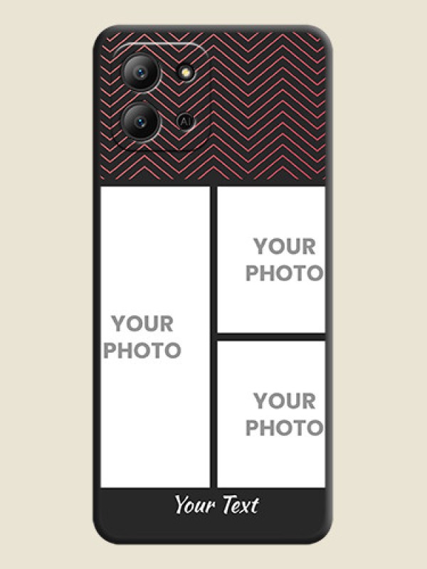 Custom Wave Pattern with 3 Image Holder On Space Black Custom Soft Matte Mobile Back Cover - Infinix Hot 11 2022 - alternate view