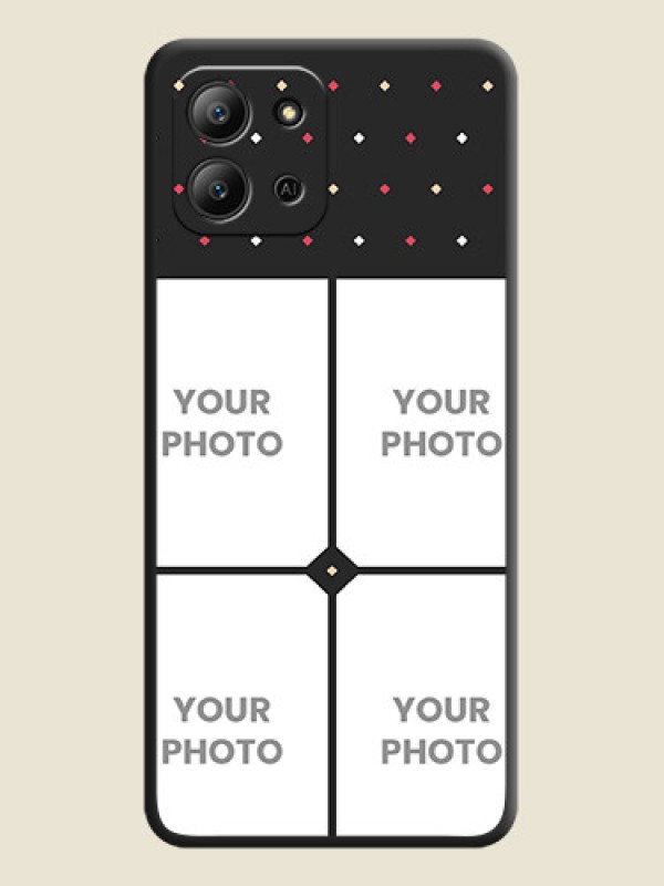 Custom Multicolor Dotted Pattern with 4 Image Holder On Space Black Custom Soft Matte Mobile Back Cover - Infinix Hot 11 2022 - alternate view