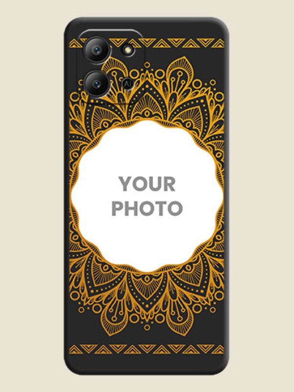 Custom Round Image with Floral Design On Space Black Custom Soft Matte Mobile Back Cover - Infinix Hot 11 2022 - alternate view