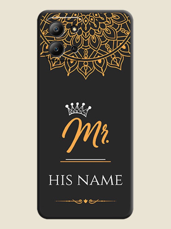 Custom Mr Name with Floral Design On Space Black Custom Soft Matte Mobile Back Cover - Infinix Hot 11 2022 - alternate view