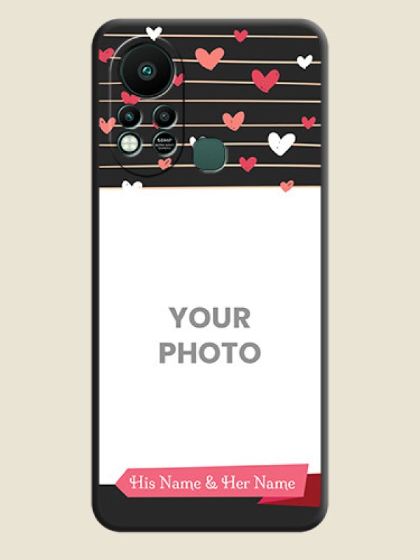 Custom Love Pattern with Name on Pink Ribbon on Photo on Space Black Soft Matte Back Cover - Infinix Hot 11s - alternate view