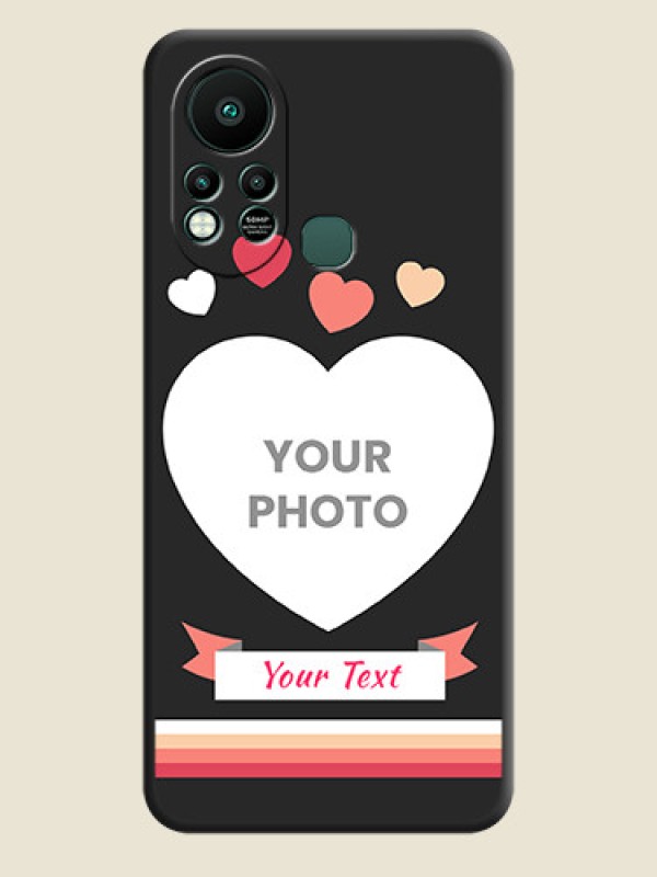 Custom Love Shaped Photo with Colorful Stripes on Personalised Space Black Soft Matte Cases - Infinix Hot 11s - alternate view
