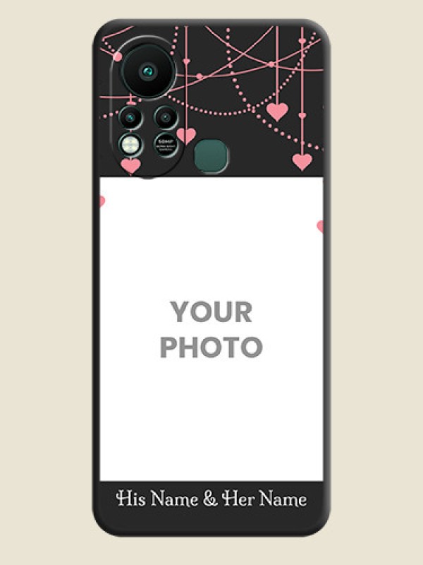 Custom Pink Love Hangings with Text on Space Black Custom Soft Matte Back Cover - Infinix Hot 11s - alternate view