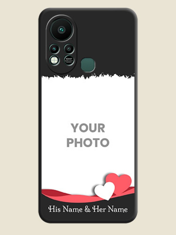 Custom Pin Color Love Shaped Ribbon Design with Text on Space Black Custom Soft Matte Phone Back Cover - Infinix Hot 11s - alternate view